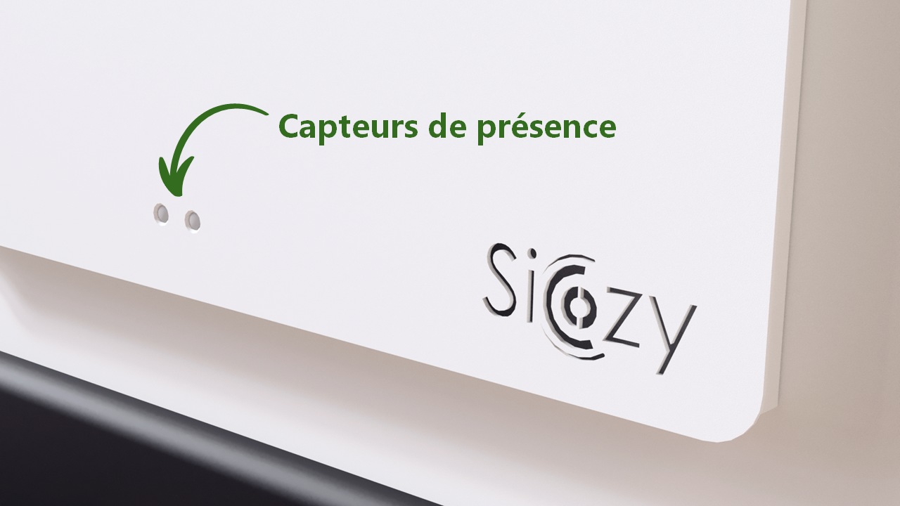 Photo des capteurs en bas du radiateur (présence, mouvement et infrarouge)